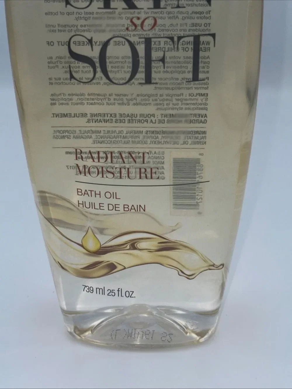 Jumbo Avon Skin So Soft Radiant Moisture Bath Oil 25 oz. New, Sealed